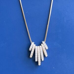 (NEW) Swarovski DANCE Necklace w/Rotating Gold & Silver Crystal Loop Pendants